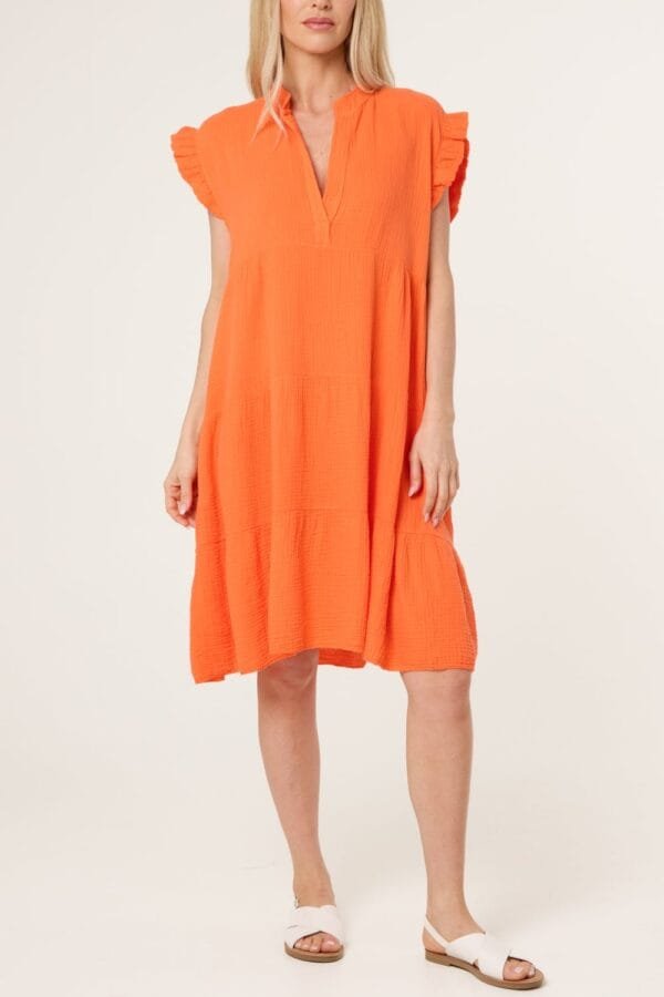 Frill Sleeve Tiered Dress