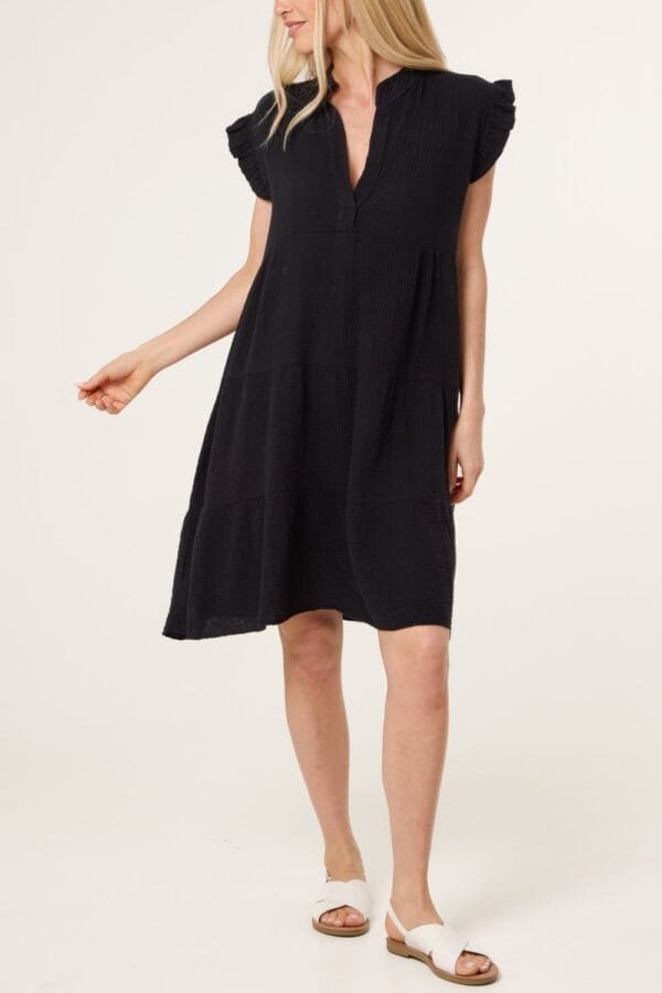 Frill Sleeve Tiered Dress