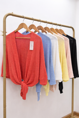 Tie Front Knit Shrug Cardigan