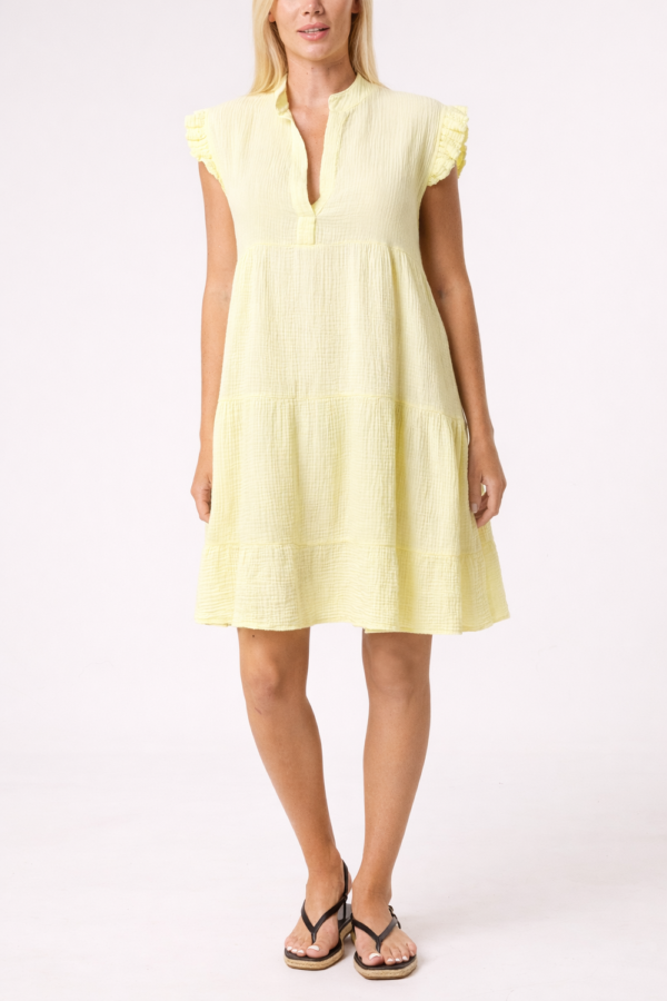 Frill Sleeve Cheesecloth Tiered Dress