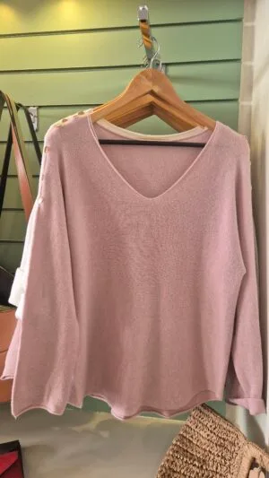 Gold Button Shoulder Knit Top