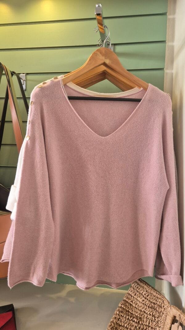 Gold Button Shoulder Knit Top