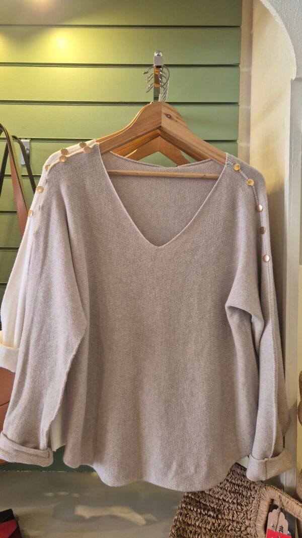 Gold Button Shoulder Knit Top