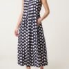 Navy Polka Dot Midi Dress