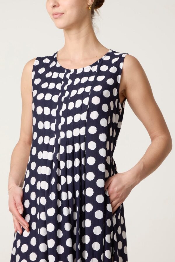 Navy Polka Dot Midi Dress