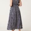 Navy Polka Dot Midi Dress