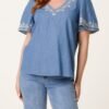 2026/04/1000418317.jpg Embroidered Neckline Denim Top