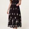 Black Embroidered Midi Dress