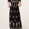 Black Embroidered Midi Dress