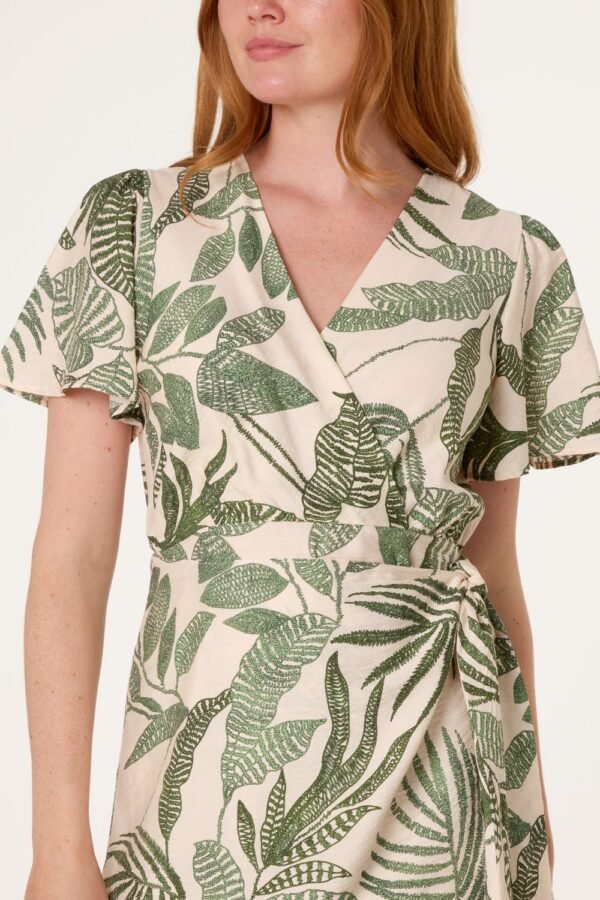 2026/04/1000418353.jpg Green Leaf Print Wrap Dress