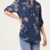 Grandad Collar Floral Cotton Blouse