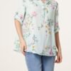 Grandad Collar Floral Cotton Blouse