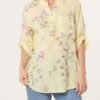 Grandad Collar Floral Cotton Blouse