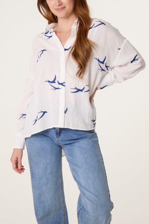 Bird Print Relaxed Shirt