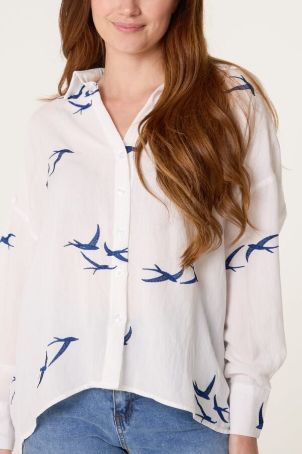 Bird Print Relaxed Shirt