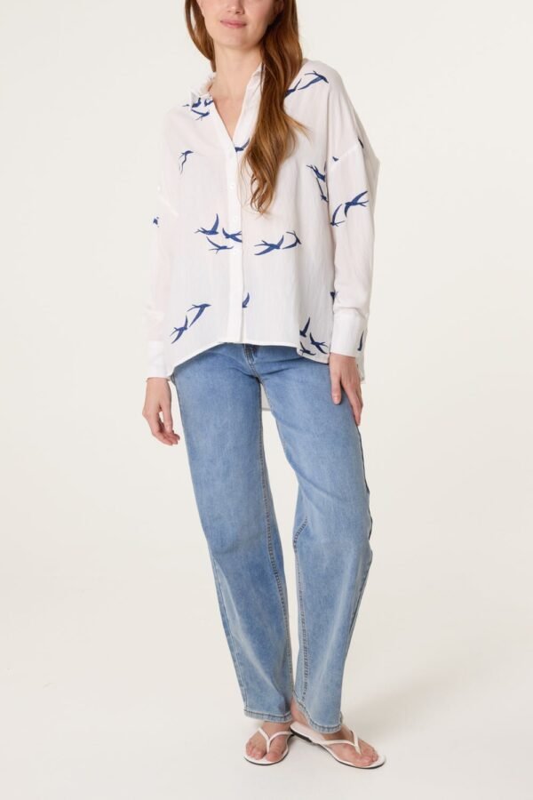 Bird Print Relaxed Shirt