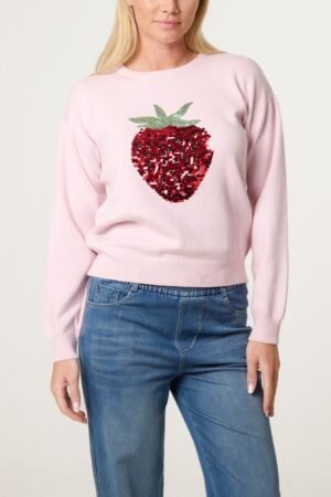 2026/04/1000418390.jpg Sequin Strawberry Knit Jumper