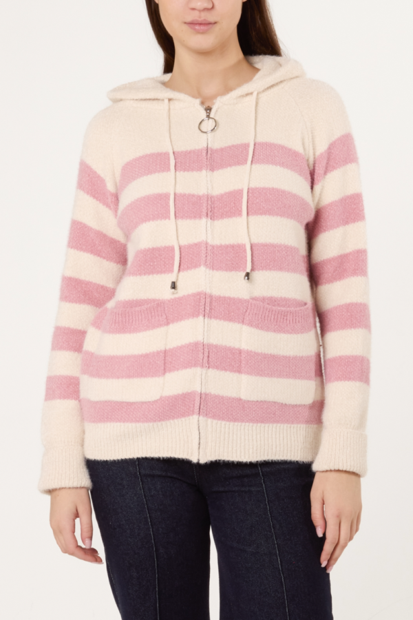 2026/04/1000418466-1.png Striped Cosy Knit Hoodie - Pink
