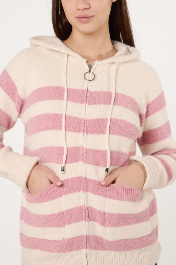 2026/04/1000418467-1.jpg Striped Cosy Knit Hoodie - Pink