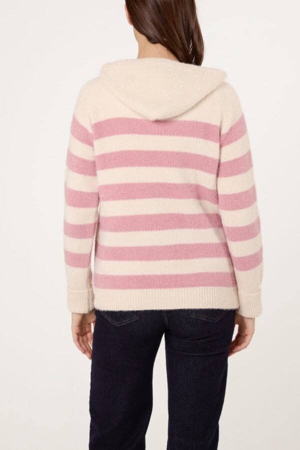 2026/04/1000418468.jpg Striped Cosy Knit Hoodie - Pink