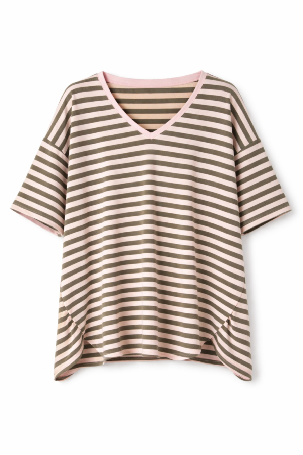Relaxed V-Neck Stripe Top