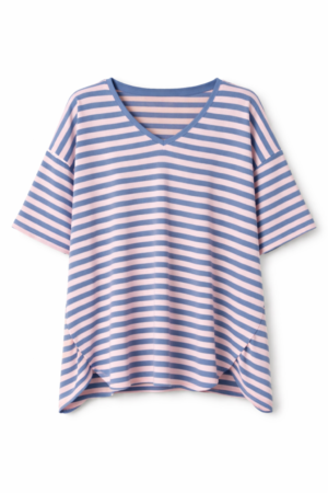Relaxed V-Neck Stripe Top