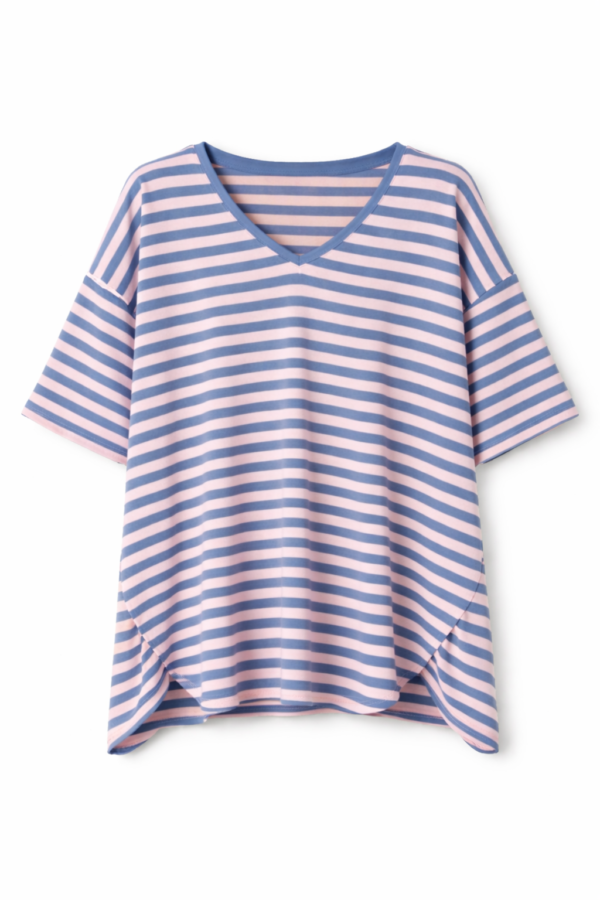 Relaxed V-Neck Stripe Top