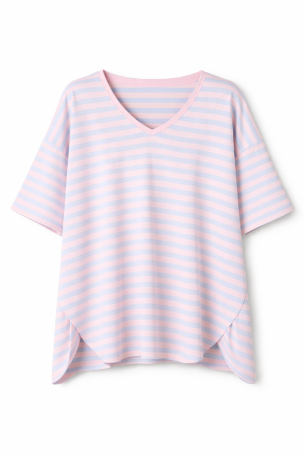 Relaxed V-Neck Stripe Top