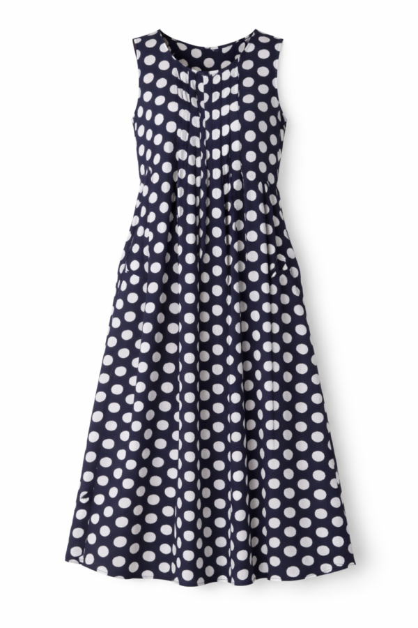 Navy Polka Dot Midi Dress