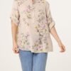 Grandad Collar Floral Cotton Blouse
