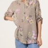 Grandad Collar Floral Cotton Blouse