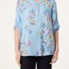 Grandad Collar Floral Cotton Blouse