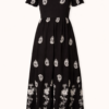Black Embroidered Midi Dress