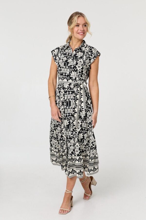 Stella Morgan Black & Cream Floral Midi Dress