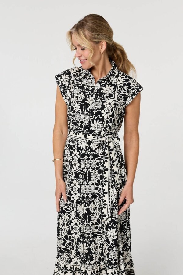 Stella Morgan Black & Cream Floral Midi Dress