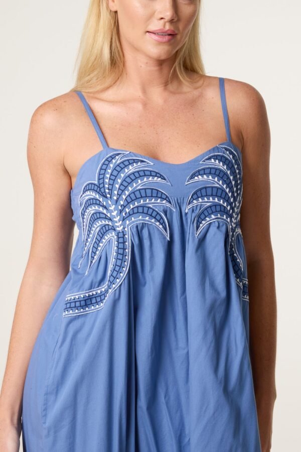 Palm Tree Embroidered Maxi Dress