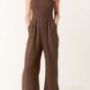 Cheesecloth Bandeau Wide Leg Jumpsuit