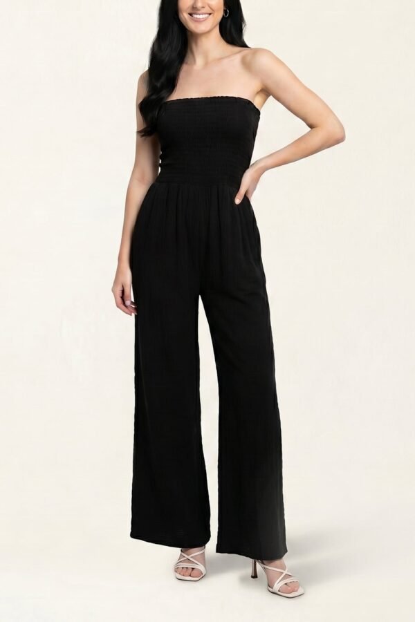 Cheesecloth Bandeau Wide Leg Jumpsuit