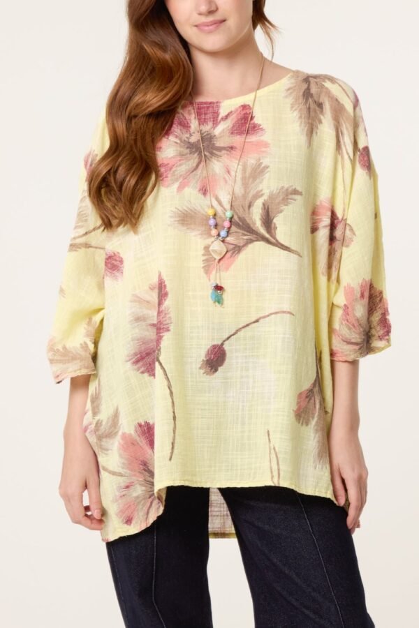 Floral Cotton Top with Necklace