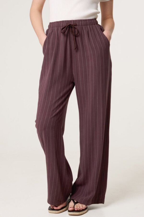 Linen Blend Pinstripe Trousers