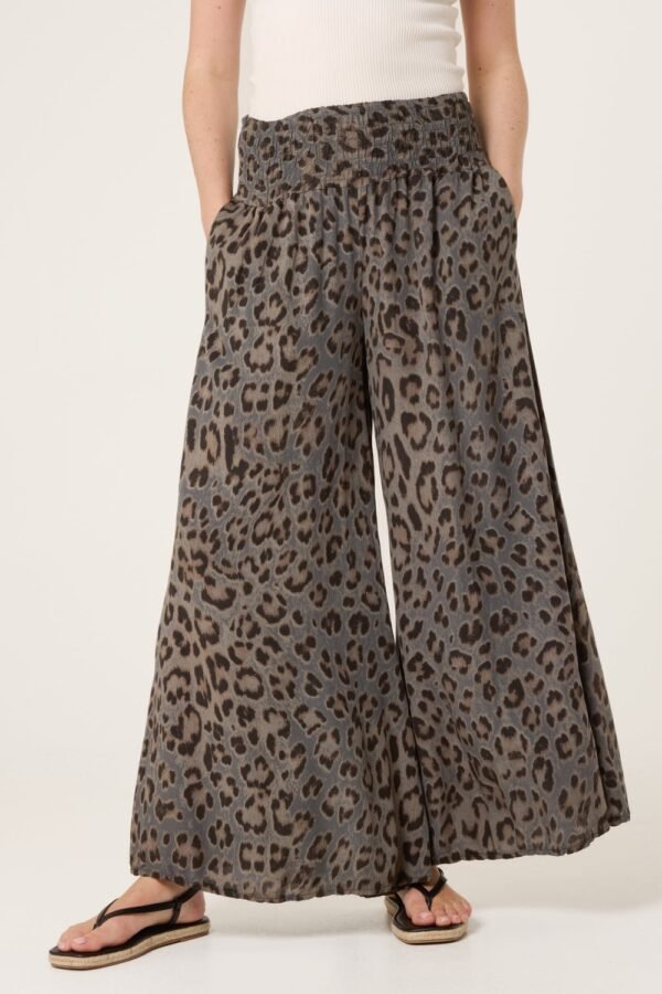Leopard Print Wide Leg Trousers
