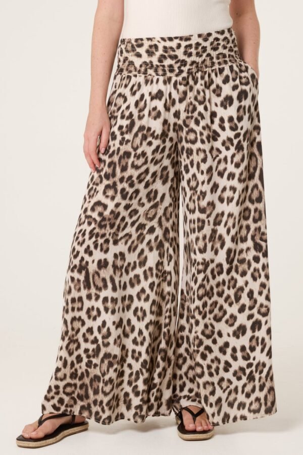 Leopard Print Wide Leg Trousers