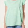 Gingham Frill Sleeve Button Back Top