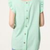 Gingham Frill Sleeve Button Back Top