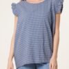 Gingham Frill Sleeve Button Back Top