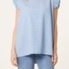 Gingham Frill Sleeve Button Back Top