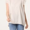 Gingham Frill Sleeve Button Back Top