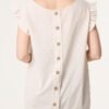 Gingham Frill Sleeve Button Back Top
