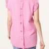 Gingham Frill Sleeve Button Back Top