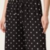 Pleated Polka Dot Wide Leg Trousers